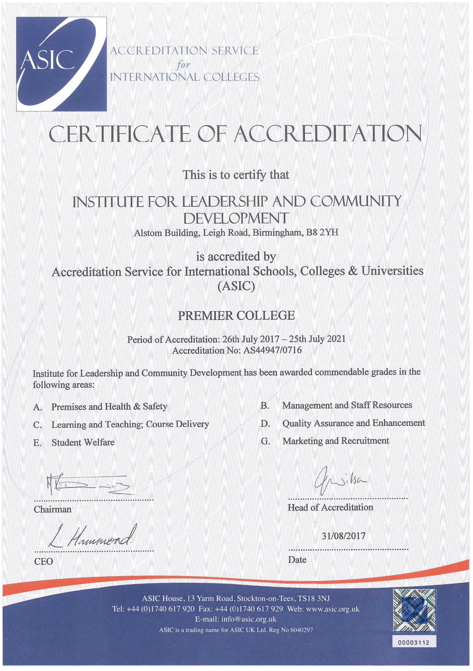 Accreditations - Institute for Leadership and Community Development ...